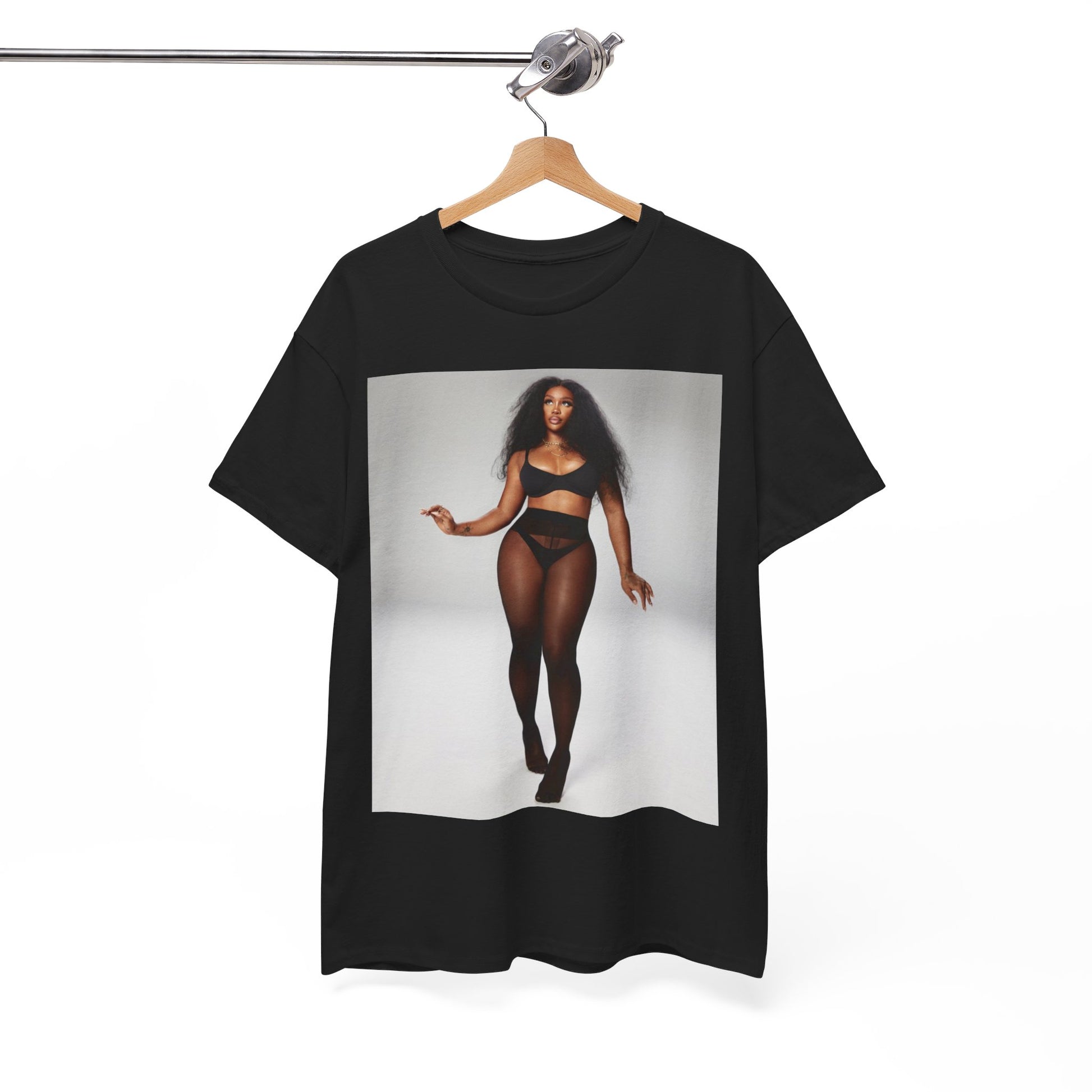 A black graphic t-shirt featuring a graphic related to SZA's 'Good Days' song or era.