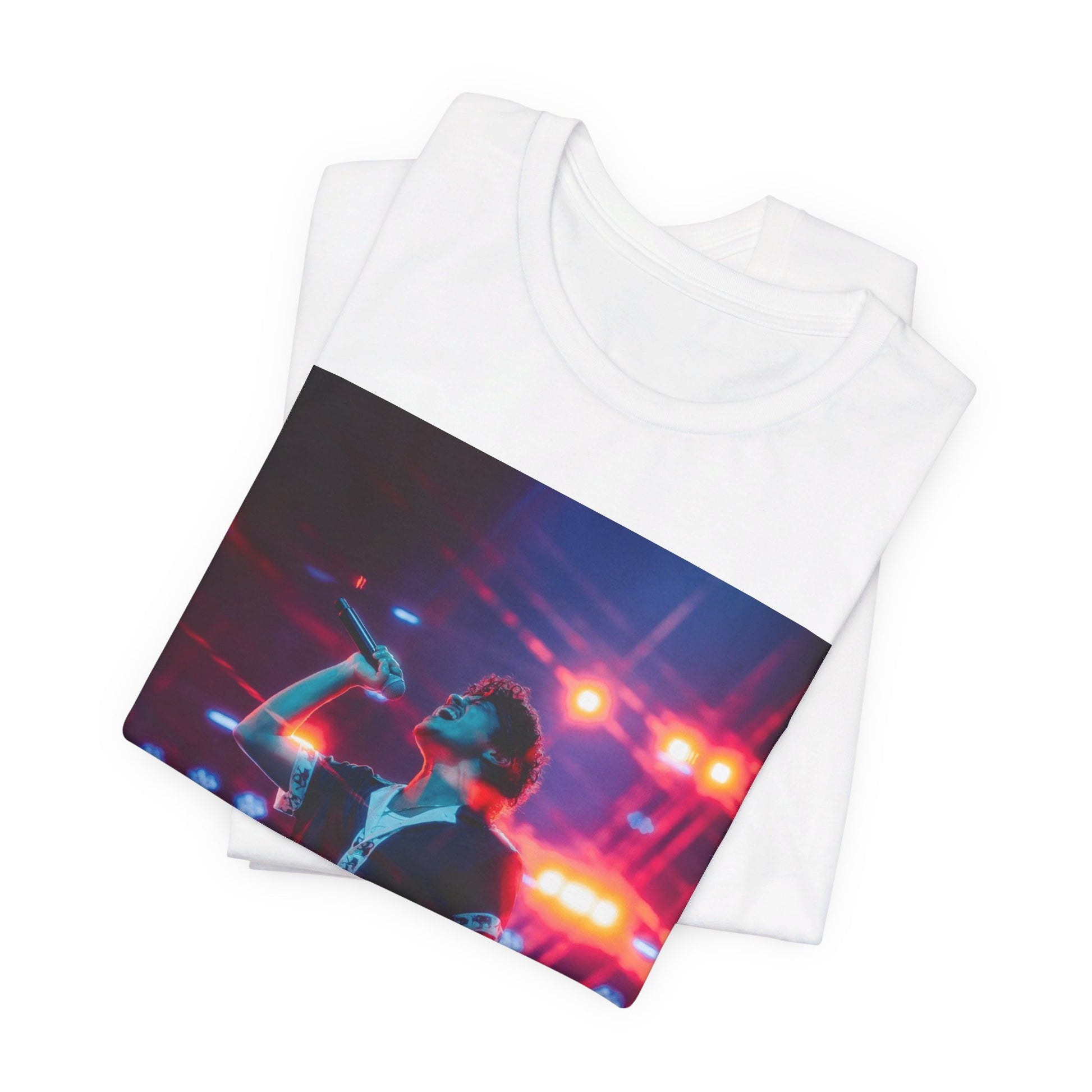 A black graphic t-shirt featuring a vintage tour graphic for Bruno Mars' '24K Magic' era.