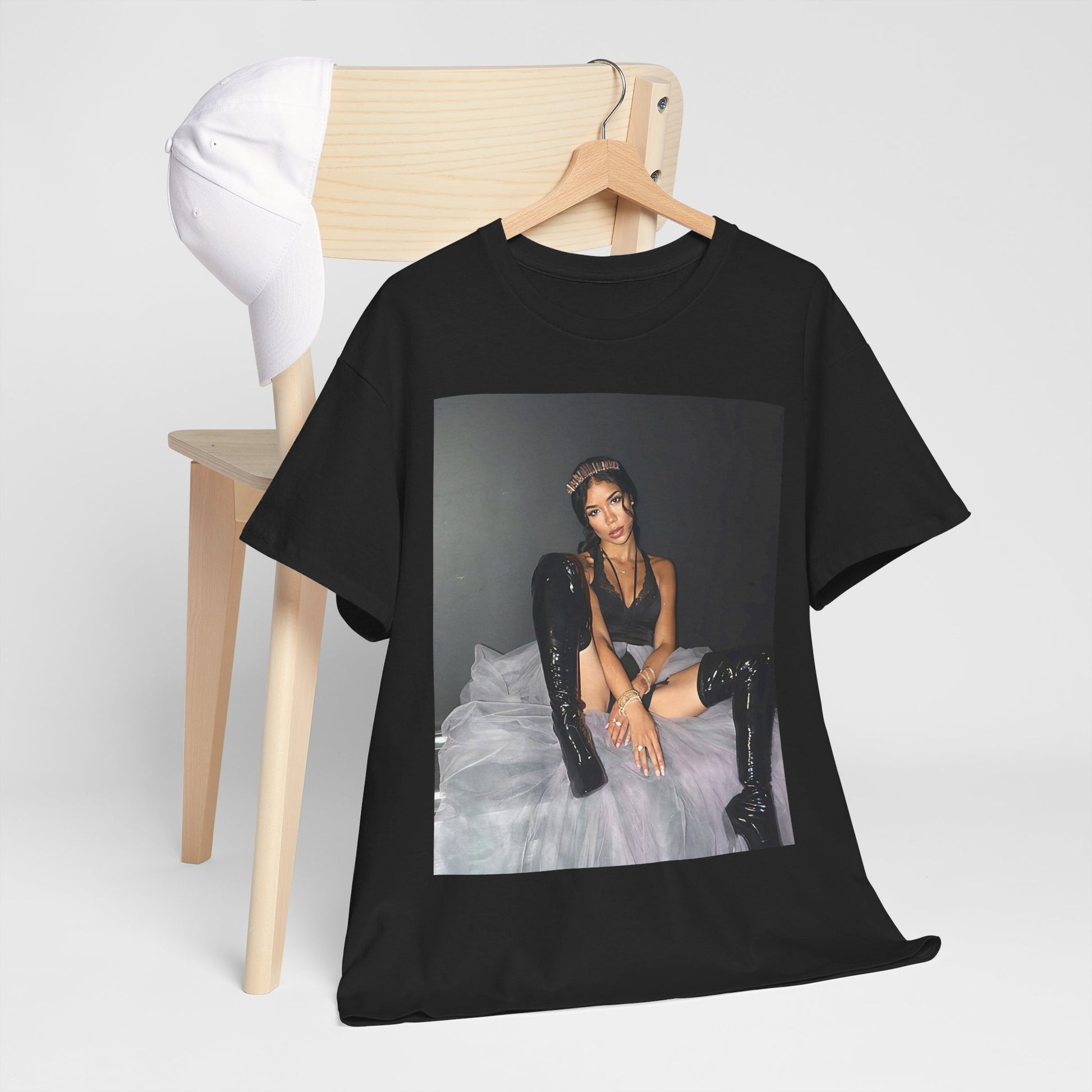A black graphic t-shirt featuring a boxy graphic related to Jhene Aiko's 'Chilombo' album era.