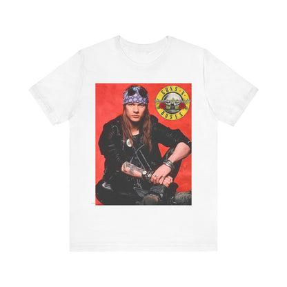 A black graphic t-shirt featuring a classic 90s rock graphic of Guns N' Roses.