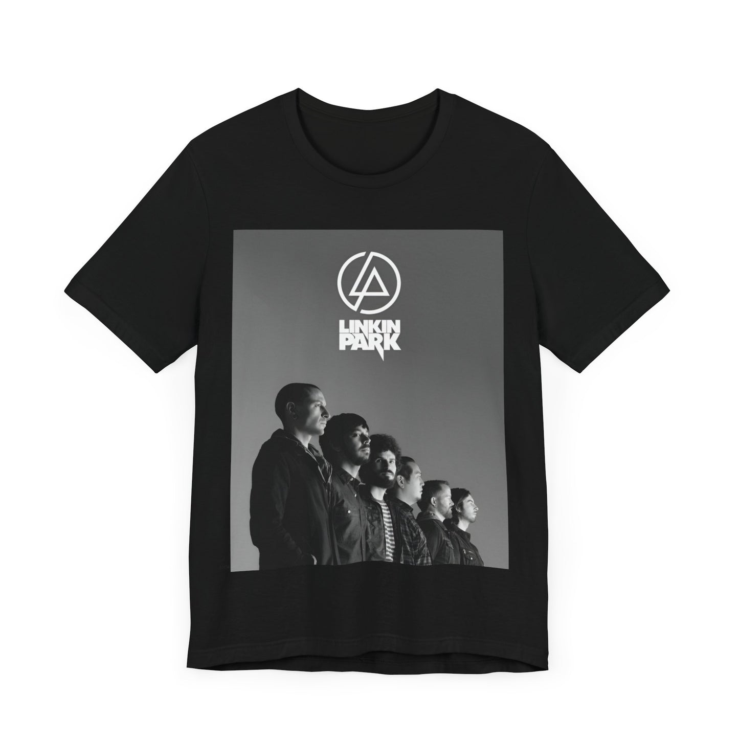 A black graphic t-shirt featuring a vintage graphic related to Linkin Park's 'Meteora' album era.