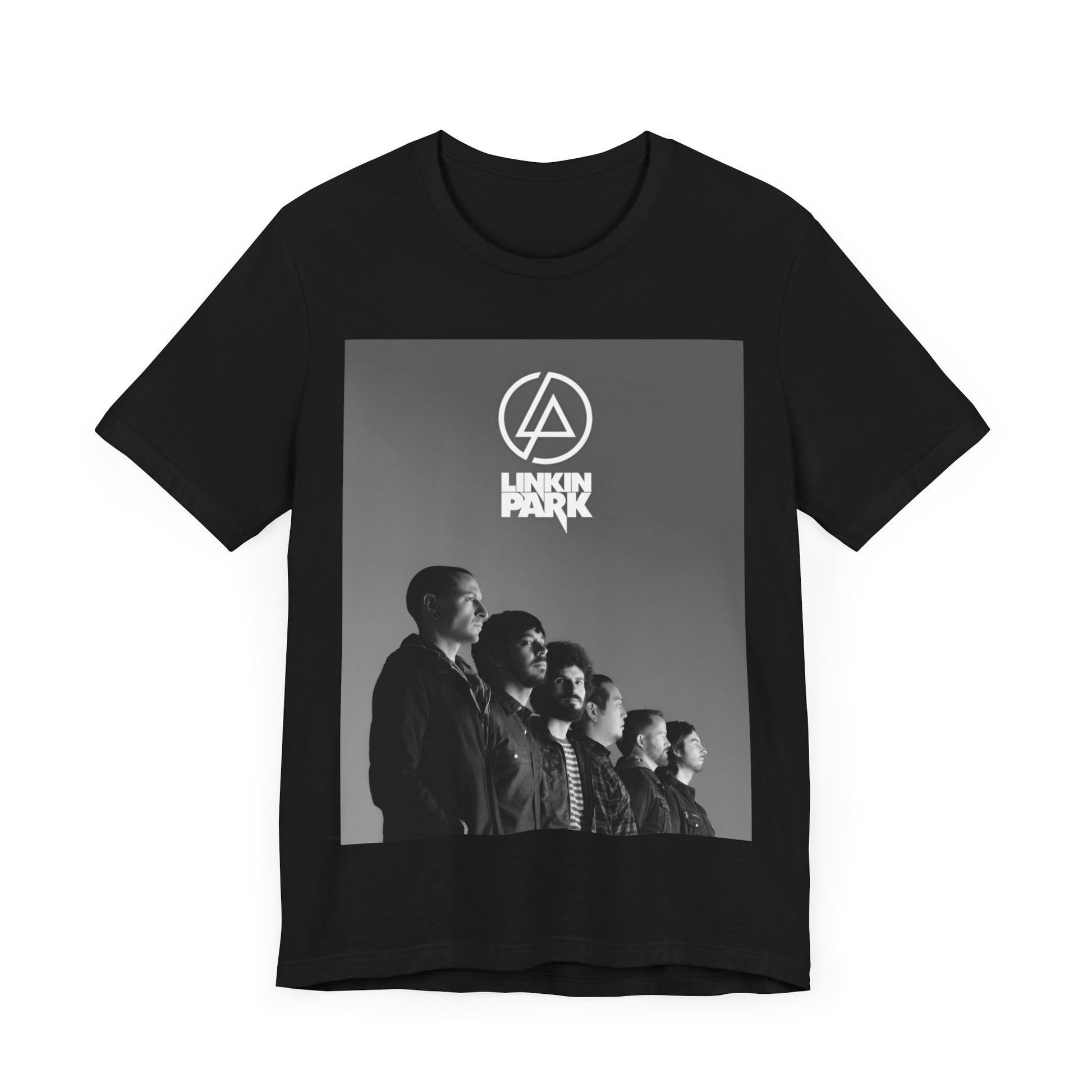 A black graphic t-shirt featuring a vintage graphic related to Linkin Park's 'Meteora' album era.