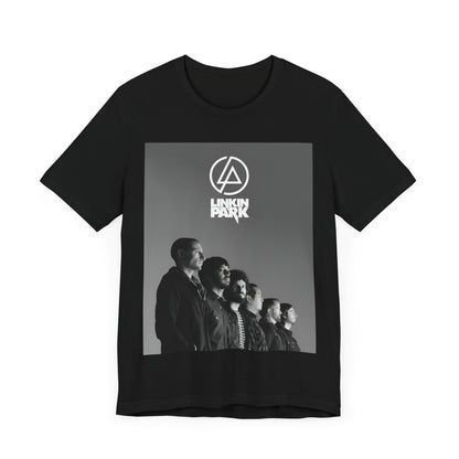 A black graphic t-shirt featuring a vintage graphic related to Linkin Park's 'Meteora' album era.