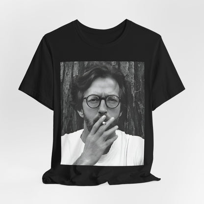 A black graphic t-shirt featuring a graphic related to Eric Clapton's classic Cream era.