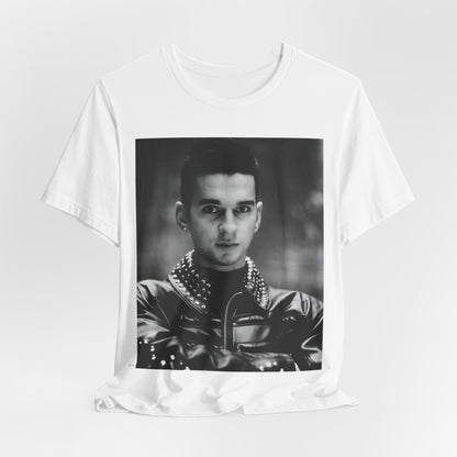 A black graphic t-shirt featuring a vintage 80s graphic of Dave Gahan from Depeche Mode.