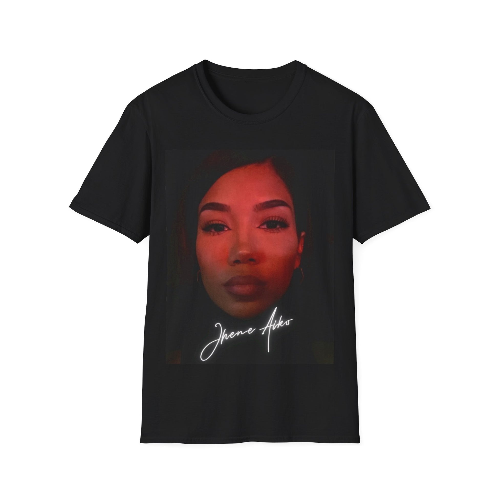 A black graphic t-shirt featuring a signature graphic of Jhene Aiko.
