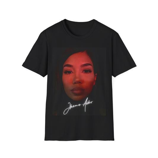 A black graphic t-shirt featuring a signature graphic of Jhene Aiko.
