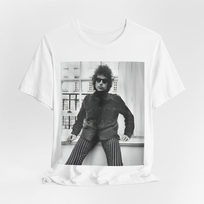 A black graphic t-shirt featuring a graphic related to Bob Dylan's 'Highway 61' era, possibly with album art elements or iconic imagery.