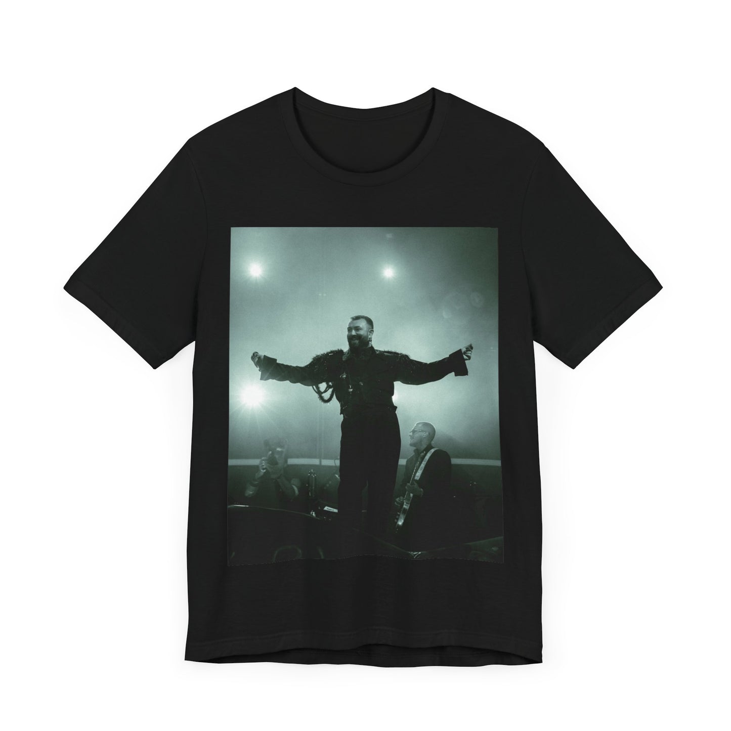 A black graphic t-shirt featuring a live tour graphic of Sam Smith.