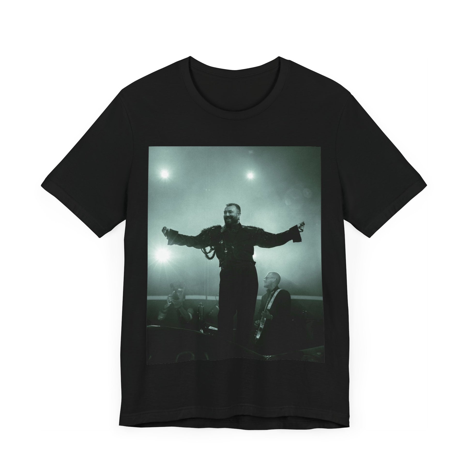 A black graphic t-shirt featuring a live tour graphic of Sam Smith.