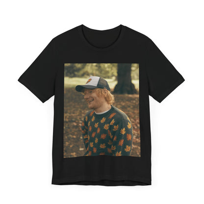 A black graphic t-shirt featuring a graphic related to Ed Sheeran's 'Shape of You' song or era.