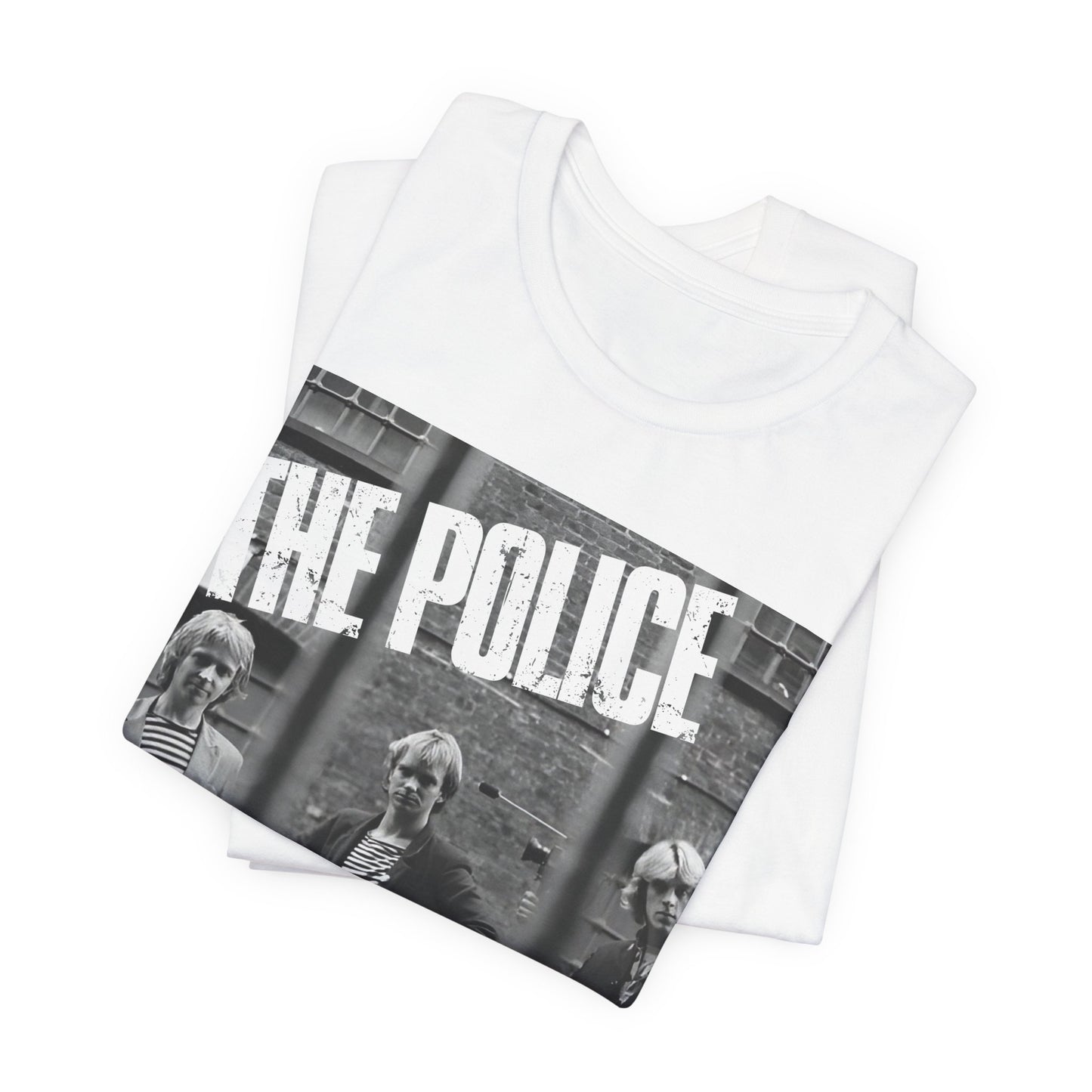 A black graphic t-shirt featuring a vintage new wave icon graphic of The Police.