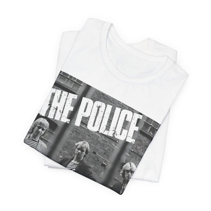 A black graphic t-shirt featuring a vintage new wave icon graphic of The Police.