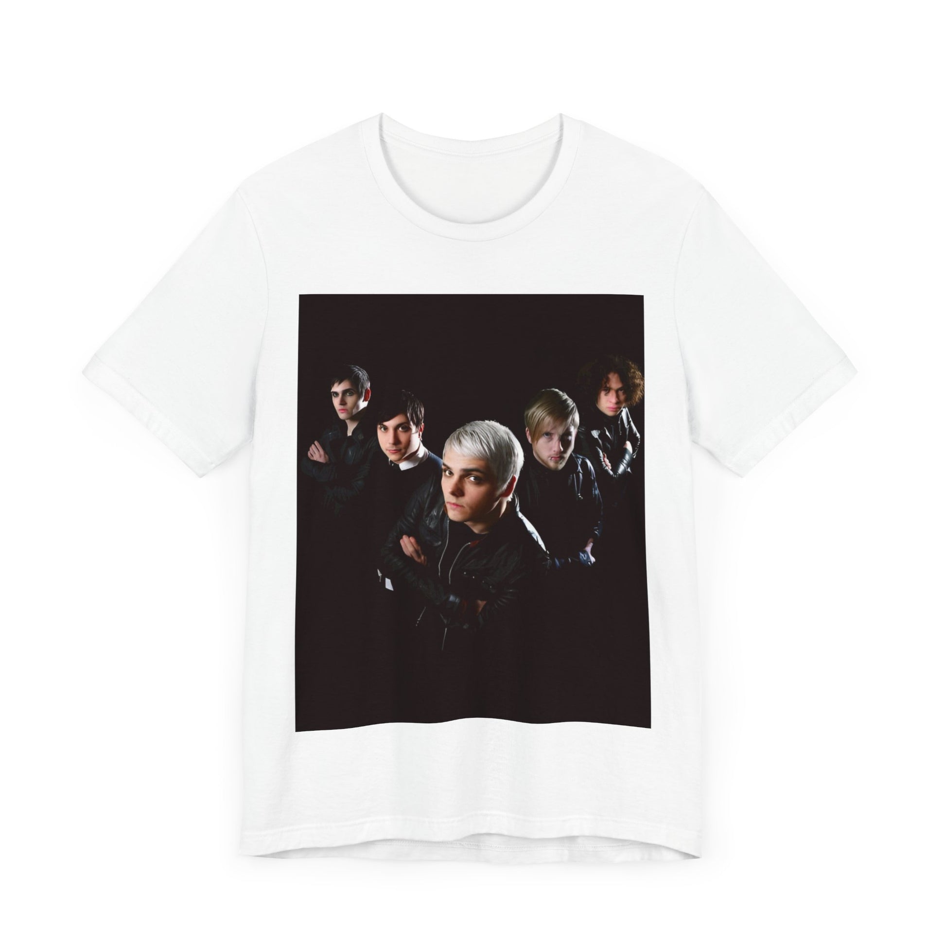 A black graphic t-shirt featuring a modern rock graphic of My Chemical Romance.
