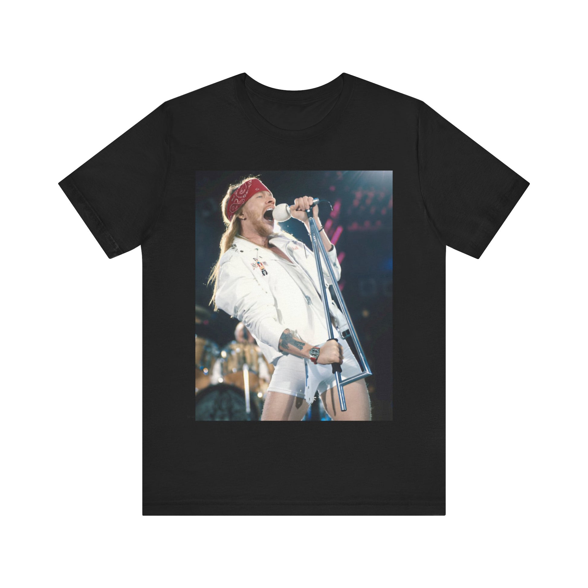 A black graphic t-shirt featuring a graphic related to Guns N' Roses' 'November Rain' song or era.
