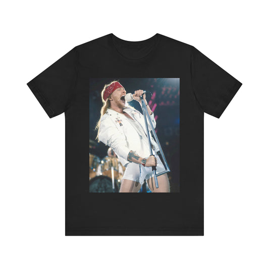A black graphic t-shirt featuring a graphic related to Guns N' Roses' 'November Rain' song or era.