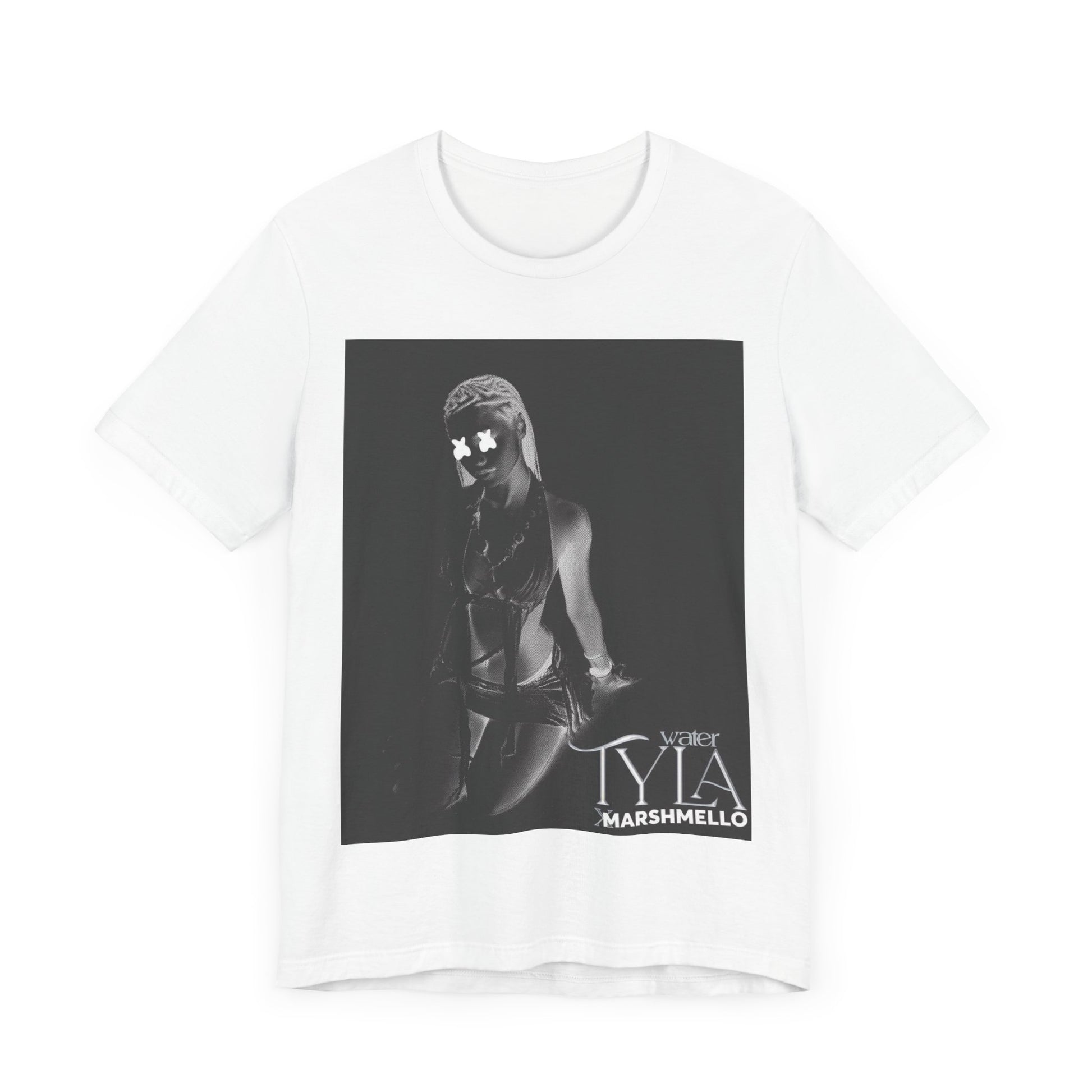 A black graphic t-shirt featuring a vintage amapiano icon graphic of Tyla.