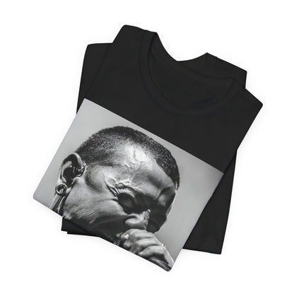 A black graphic t-shirt featuring a fierce graphic of Linkin Park performing live on stage.