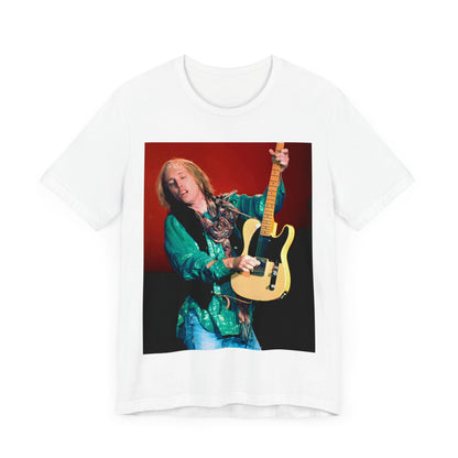 A black graphic t-shirt featuring a graphic related to Tom Petty's 'Free Fallin'' song or era concert.