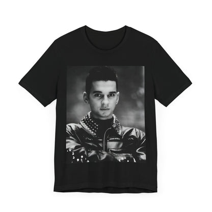 A black graphic t-shirt featuring a vintage 80s graphic of Dave Gahan from Depeche Mode.