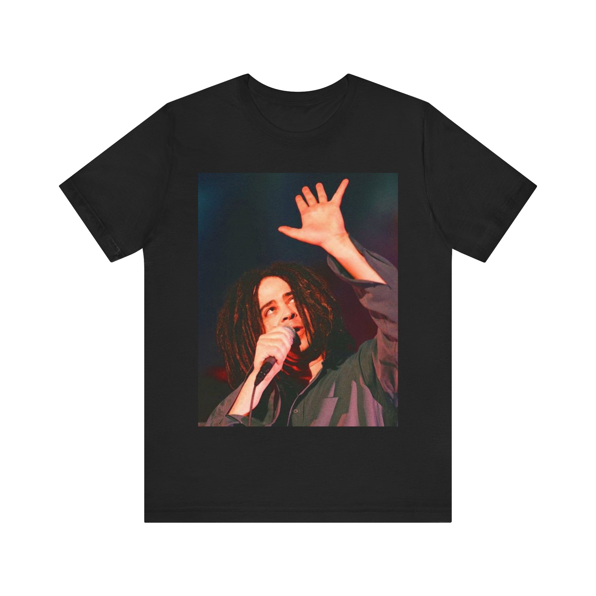 A black graphic t-shirt featuring a vintage 90s alt rock graphic of Counting Crows.