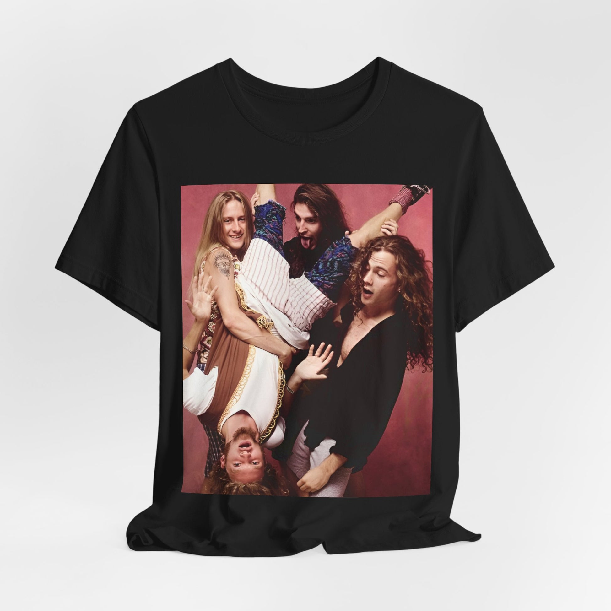 A black graphic t-shirt featuring a humorous or candid photo/illustration of Alice In Chains band members from the 90s alt-rock era.