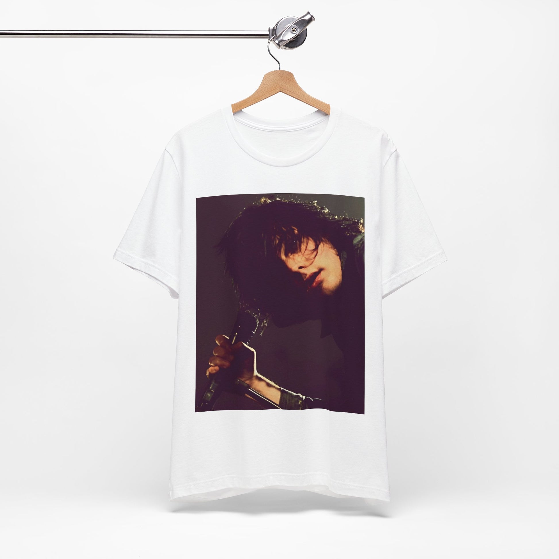 A black graphic t-shirt featuring a graphic of Gerard Way from My Chemical Romance.
