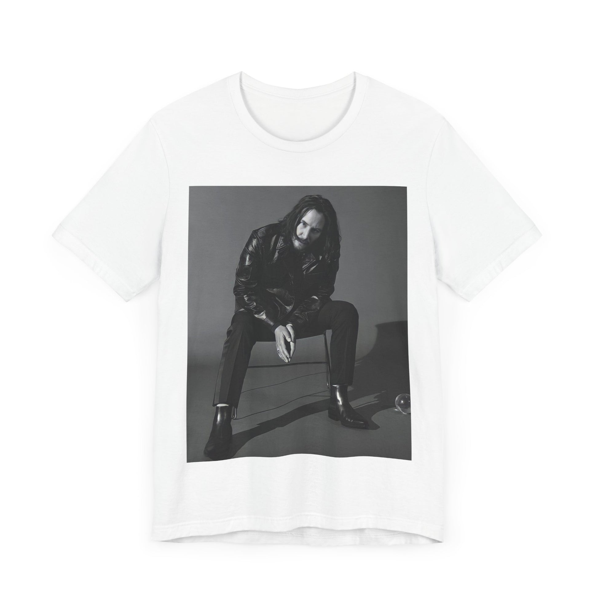 A black graphic t-shirt featuring a graphic of Keanu Reeves as John Wick.