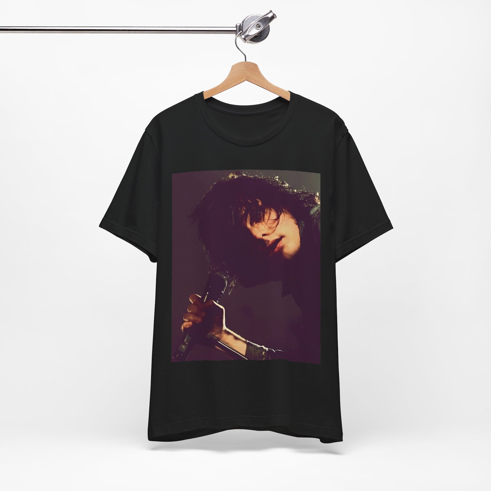 A black graphic t-shirt featuring a graphic of Gerard Way from My Chemical Romance.
