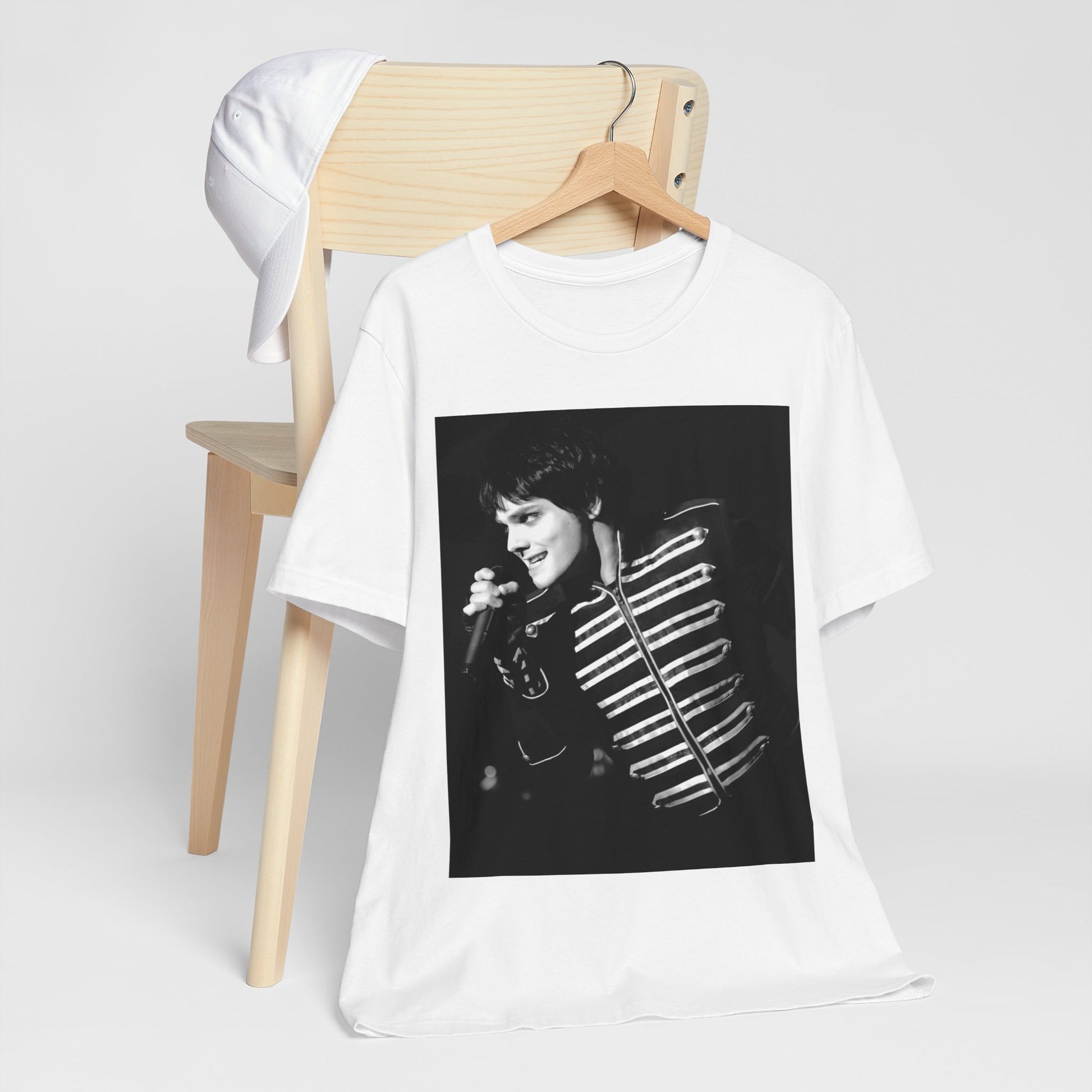 A black graphic t-shirt featuring a graphic related to My Chemical Romance's 'Black Parade' live performances.
