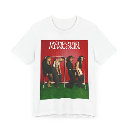 A black graphic t-shirt featuring a graphic related to Maneskin's 'RUSH' album era.