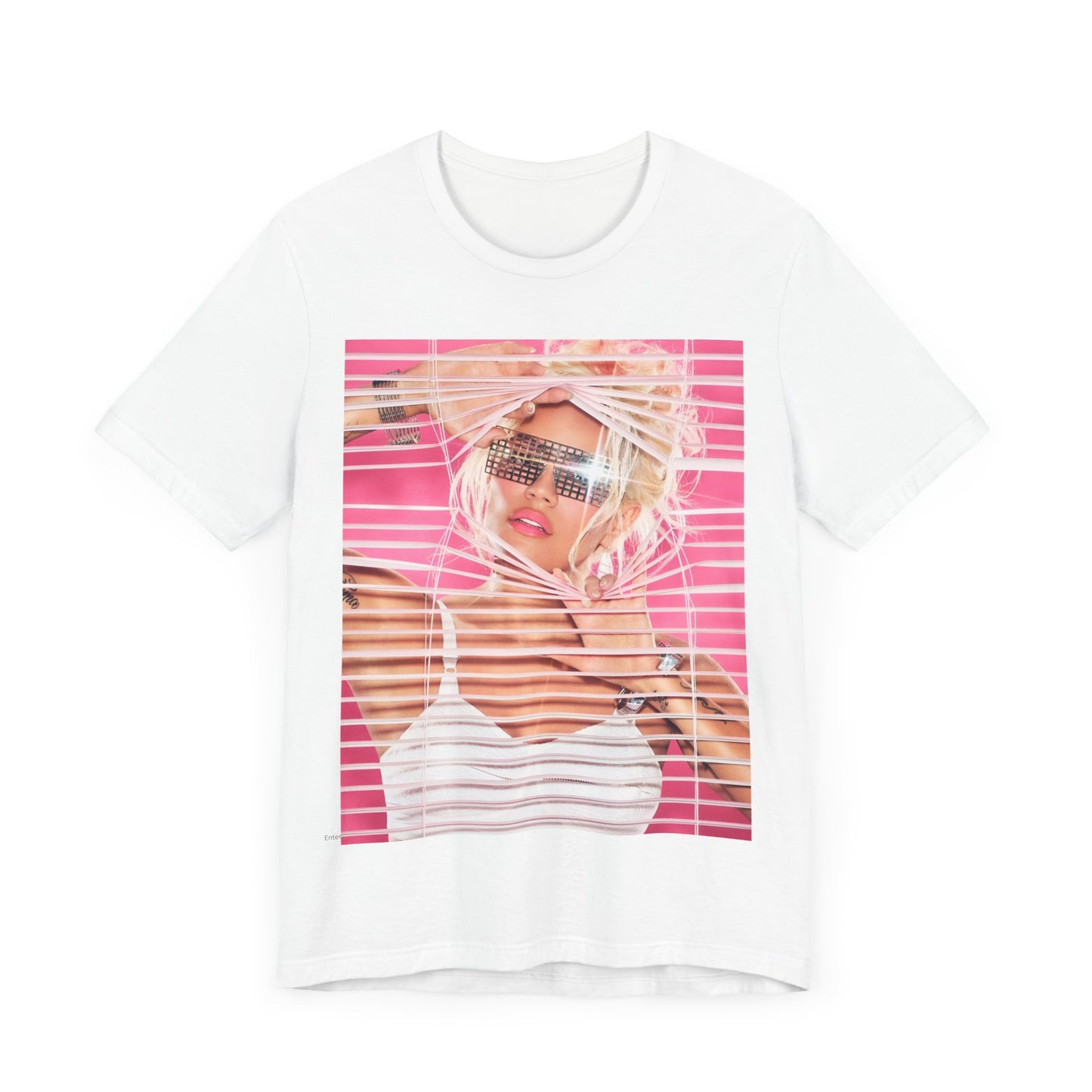 A black graphic t-shirt featuring a graphic of Karol G in a cool Latin trap style.