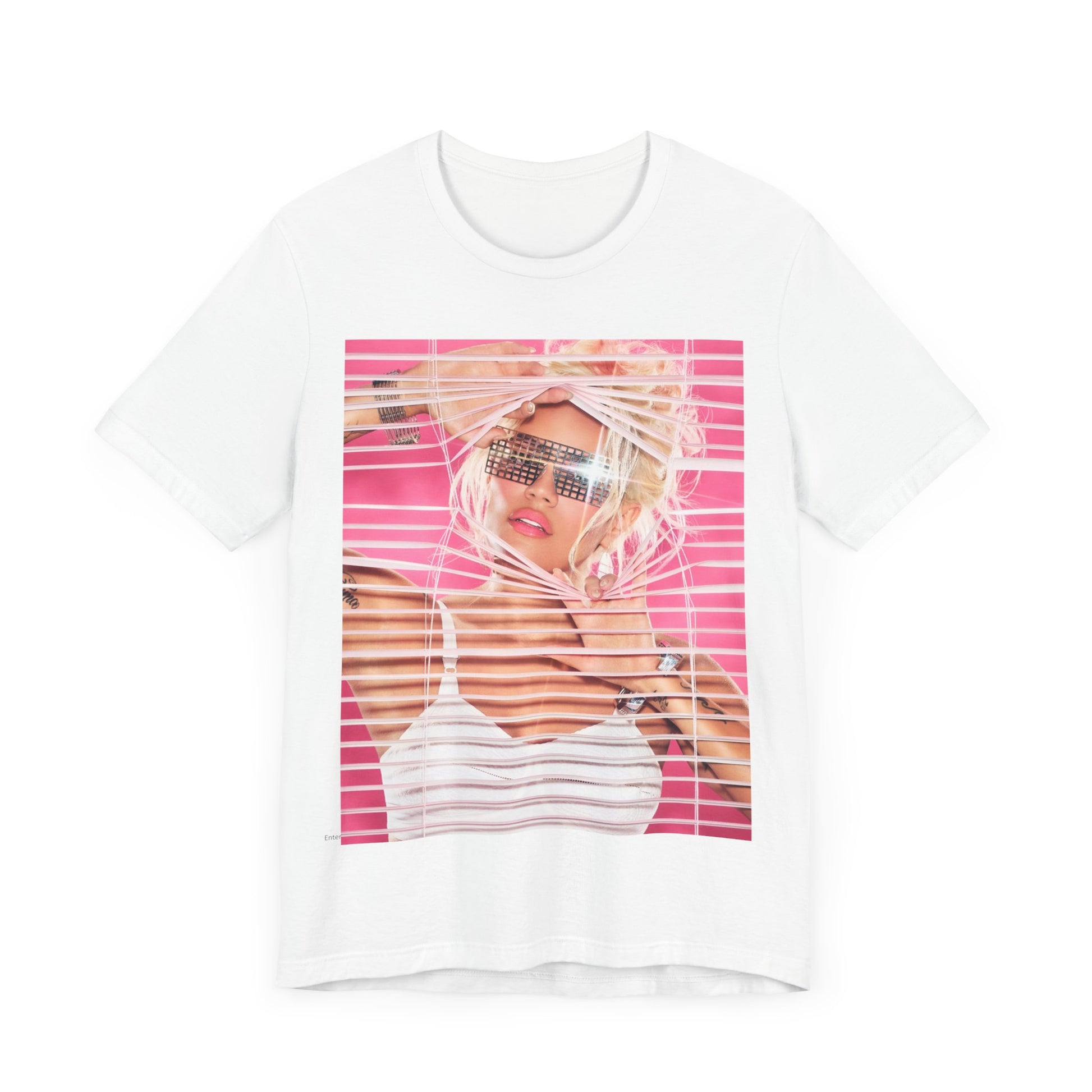 A black graphic t-shirt featuring a graphic of Karol G in a cool Latin trap style.