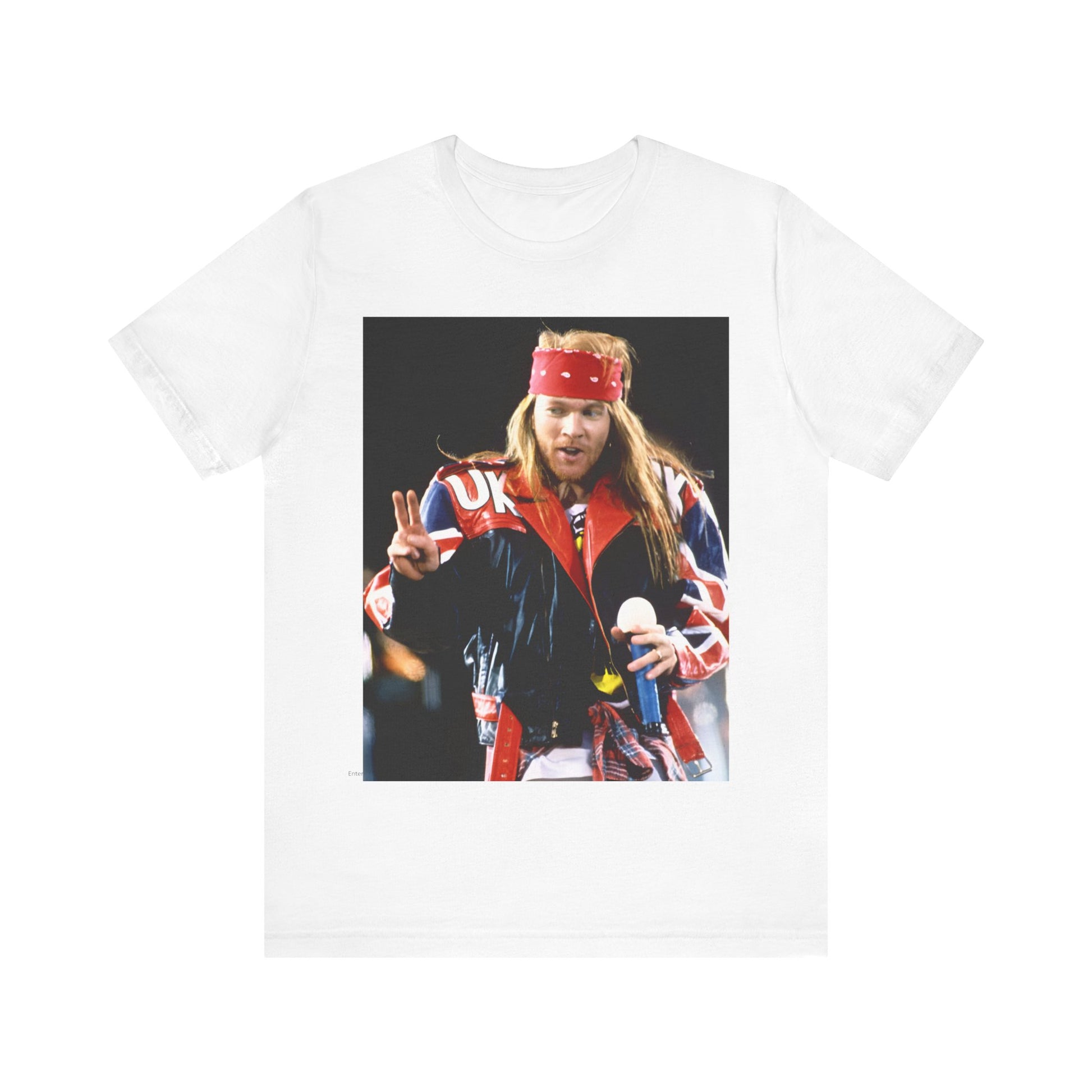 A black graphic t-shirt featuring a graphic related to Guns N' Roses' 1992 UK Live Wembley concert.