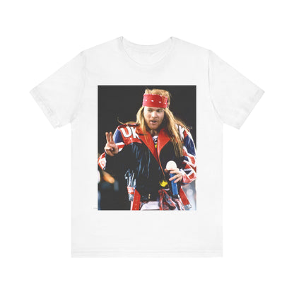 A black graphic t-shirt featuring a graphic related to Guns N' Roses' 1992 UK Live Wembley concert.