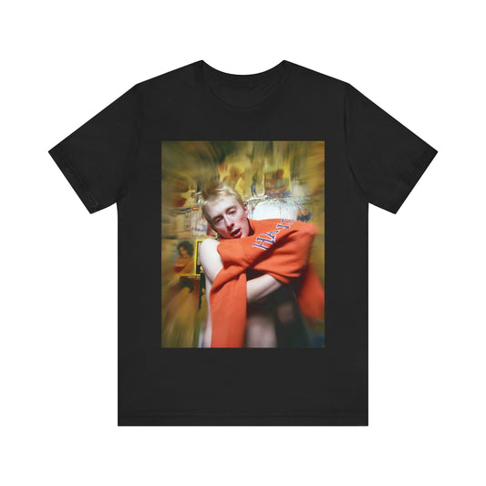 A black graphic t-shirt featuring a rock aesthetic graphic of Radiohead.