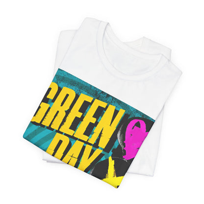A black graphic t-shirt featuring a graphic related to Green Day's song 'Oh Love'.
