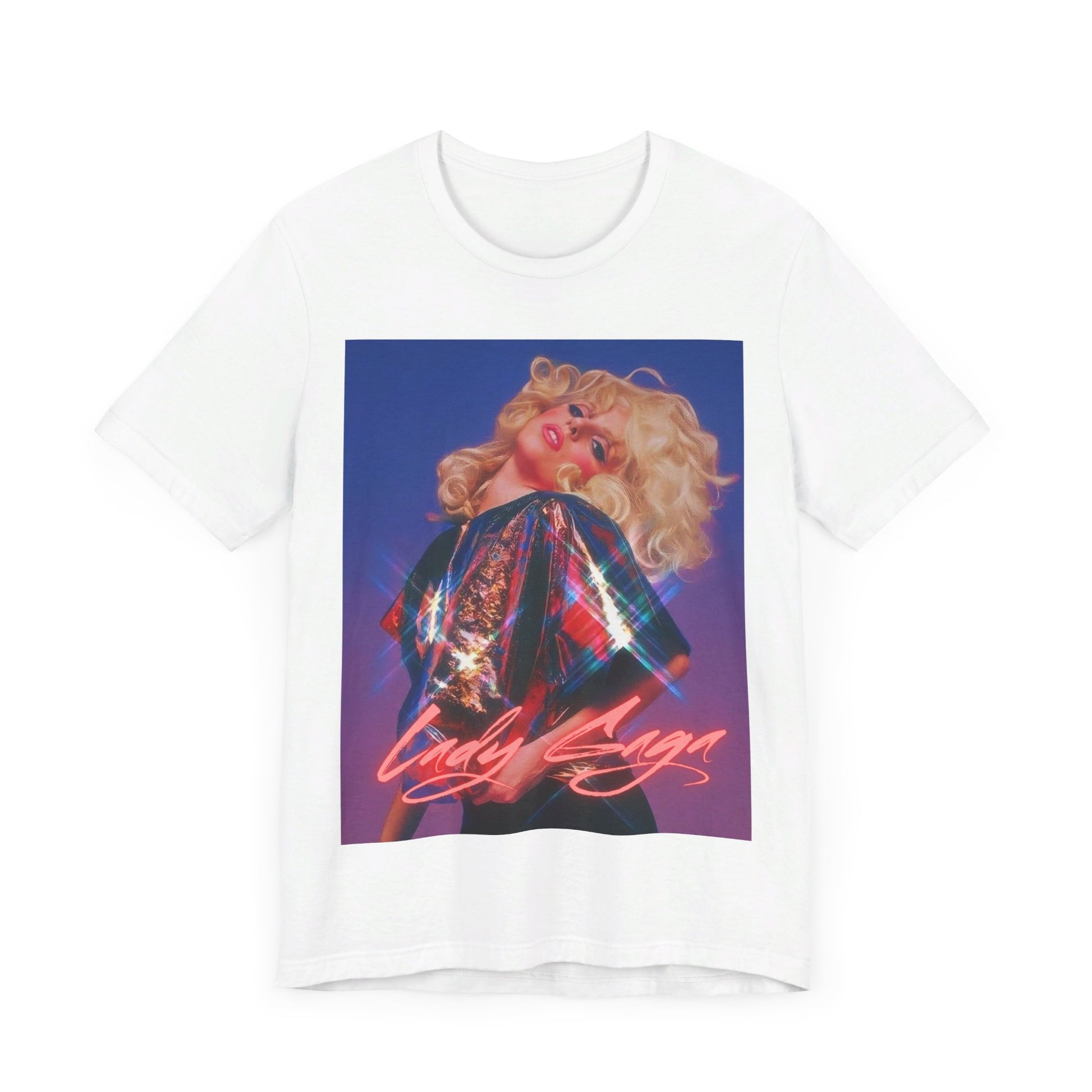 A black graphic t-shirt featuring a graphic of Lady Gaga as 'Mother Monster'.