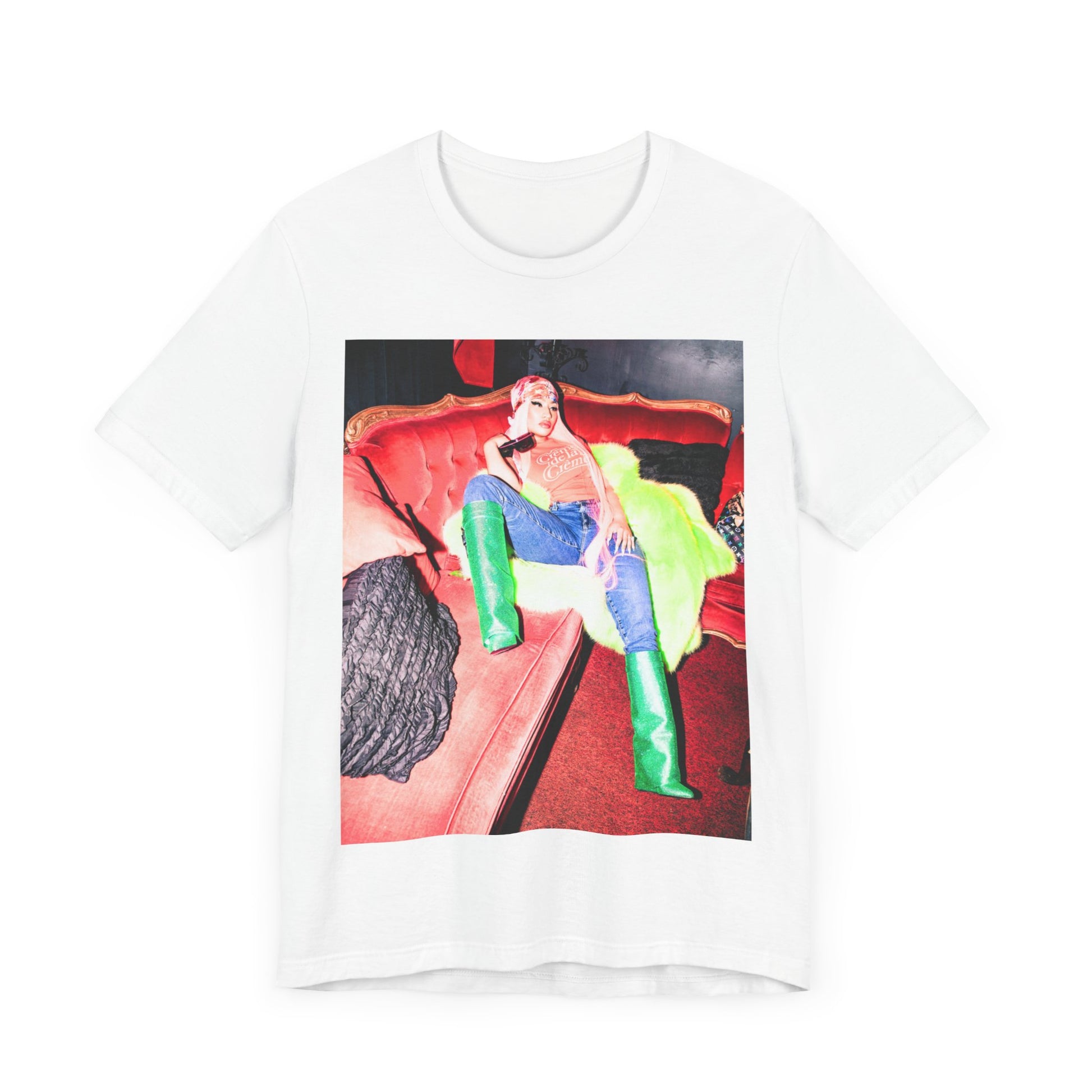 A black graphic t-shirt featuring a retro graphic related to Nicki Minaj's 'Pink Friday' album era.