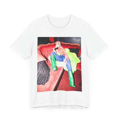 A black graphic t-shirt featuring a retro graphic related to Nicki Minaj's 'Pink Friday' album era.