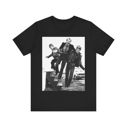 A black graphic t-shirt featuring an early days reggae rock graphic of The Police.