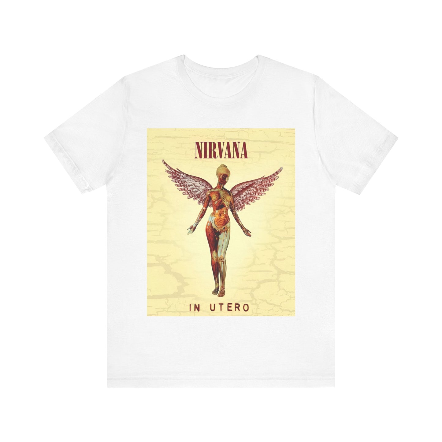 A black graphic t-shirt featuring a graphic related to Nirvana's 'In Utero' album.