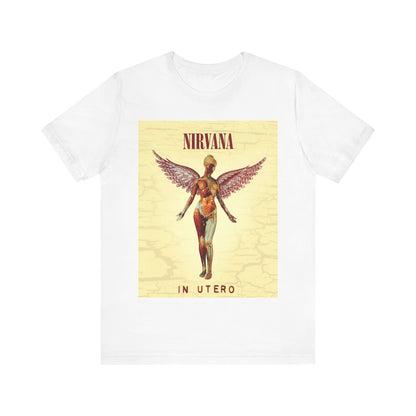A black graphic t-shirt featuring a graphic related to Nirvana's 'In Utero' album.