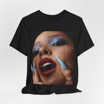 A black graphic t-shirt featuring a graphic related to Tinashe's '2 On' song or era.