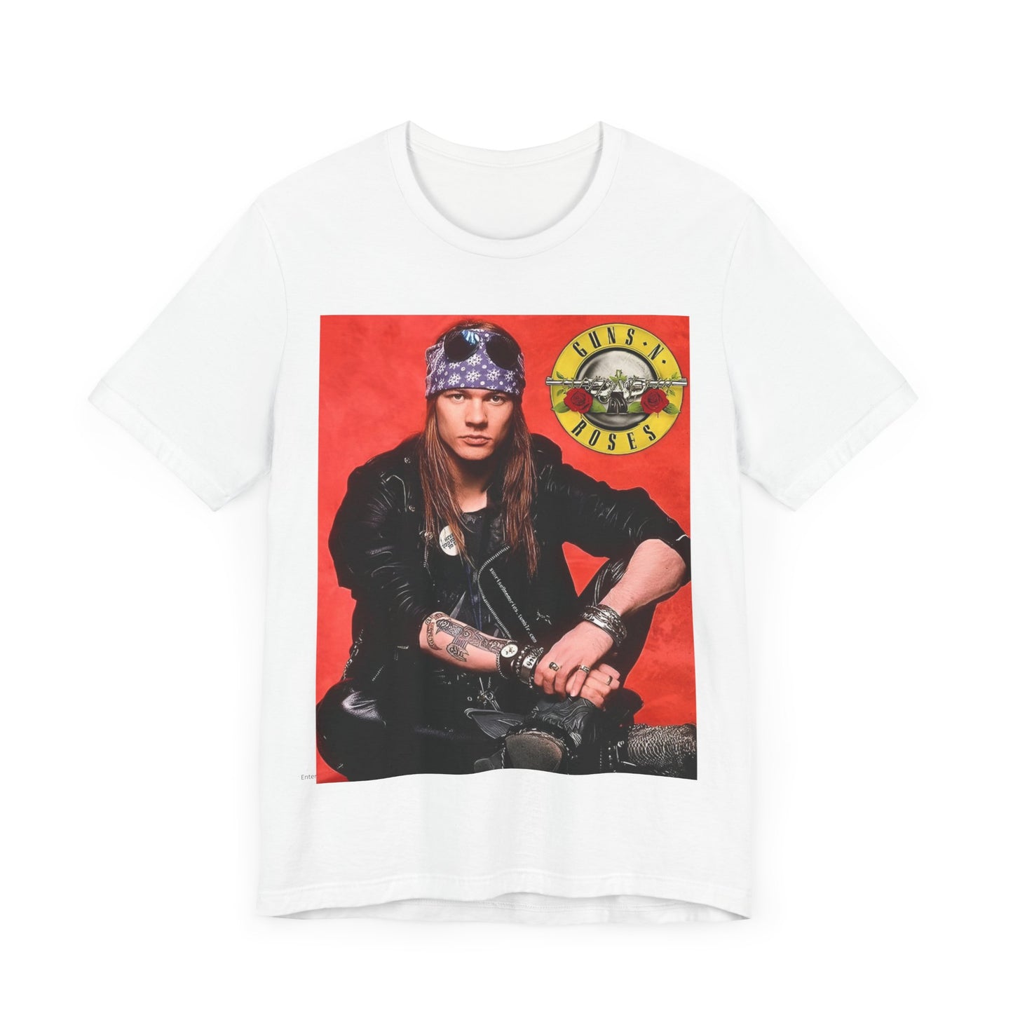 A black graphic t-shirt featuring a classic 90s rock graphic of Guns N' Roses.
