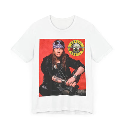 A black graphic t-shirt featuring a classic 90s rock graphic of Guns N' Roses.