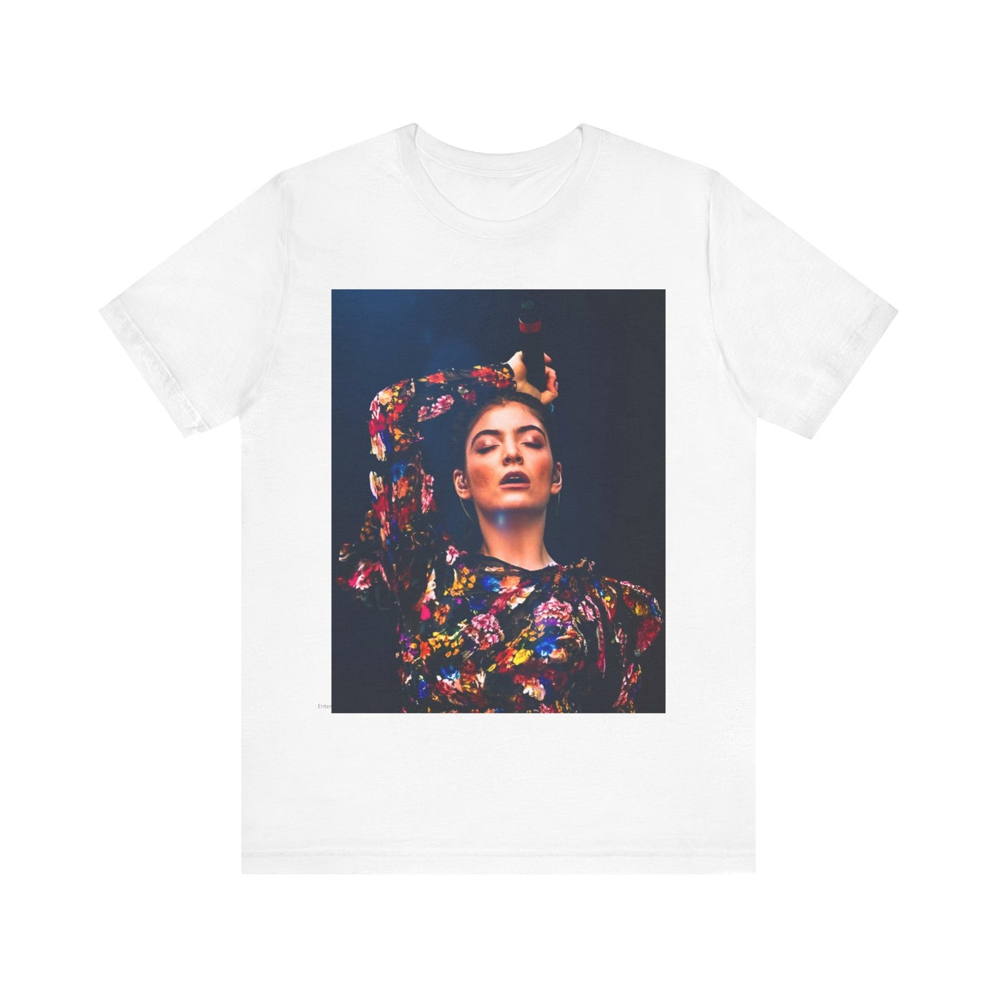 A black graphic t-shirt featuring a retro graphic related to Lorde's 'Pure Heroine' album era.