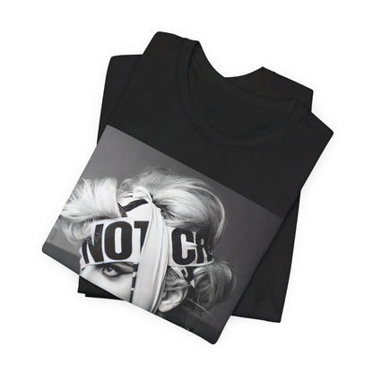 A black graphic t-shirt featuring a glam graphic related to Lady Gaga's 'Born This Way' album era.
