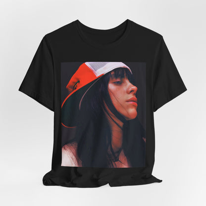 A graphic t-shirt featuring the name 'Billie Eilish' in a raw, urban street-style font.