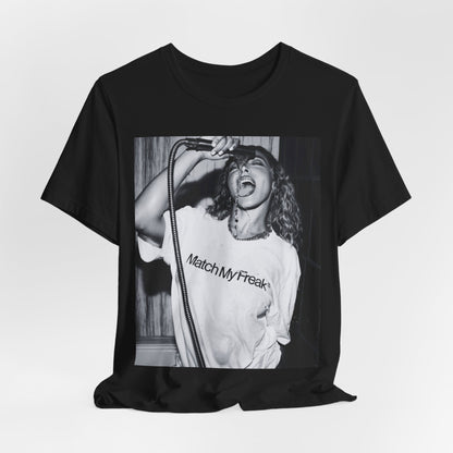 A black graphic t-shirt featuring a black and white graphic related to Tinashe's 'Nasty' era.